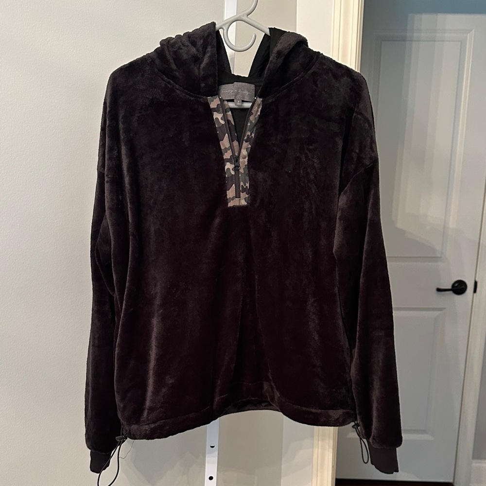 Sunday in Brooklyn Black Hoodie with Camouflage Accents